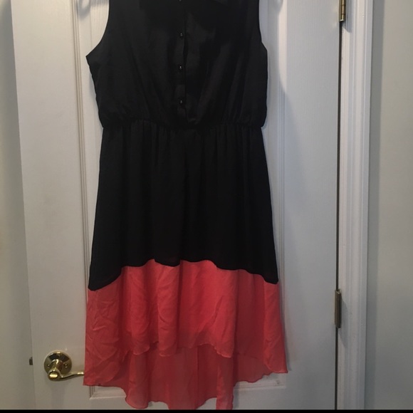High-low dress in navy blue and orange/peach - Picture 4 of 4